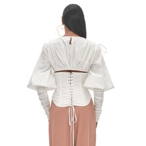 Andrea Iyamah Tula White Corset Top Size Large